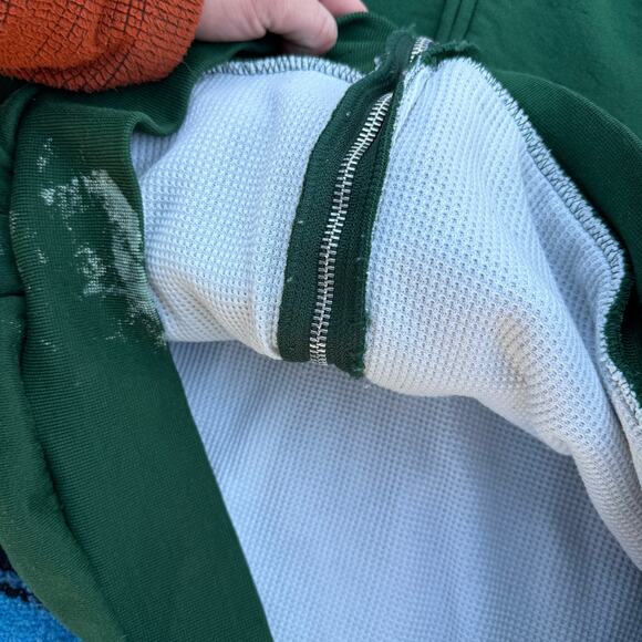 Vintage 90's Pluma Blank Green Thermal Lined Zip Up Hoodie Sweatshirt Sz 2XL XXL - Picture 4 of 9